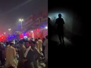 طارق روڈ کے دبئی شاپنگ مال کے گودام میں خوفناک آگ، 2 فائر فائٹرز بے ہوش، کئی دکانیں متاثر