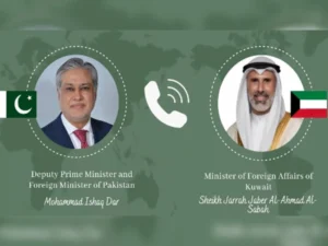اسحاق ڈار اور کویتی وزیر خارجہ میں ٹیلیفونک رابطہ، امن کیلیے تعاون بڑھانے پر اتفاق