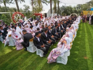 غزہ میں متحدہ عرب امارات کے تعاون سے 150 فلسطینی جوڑوں کی اجتماعی شادی